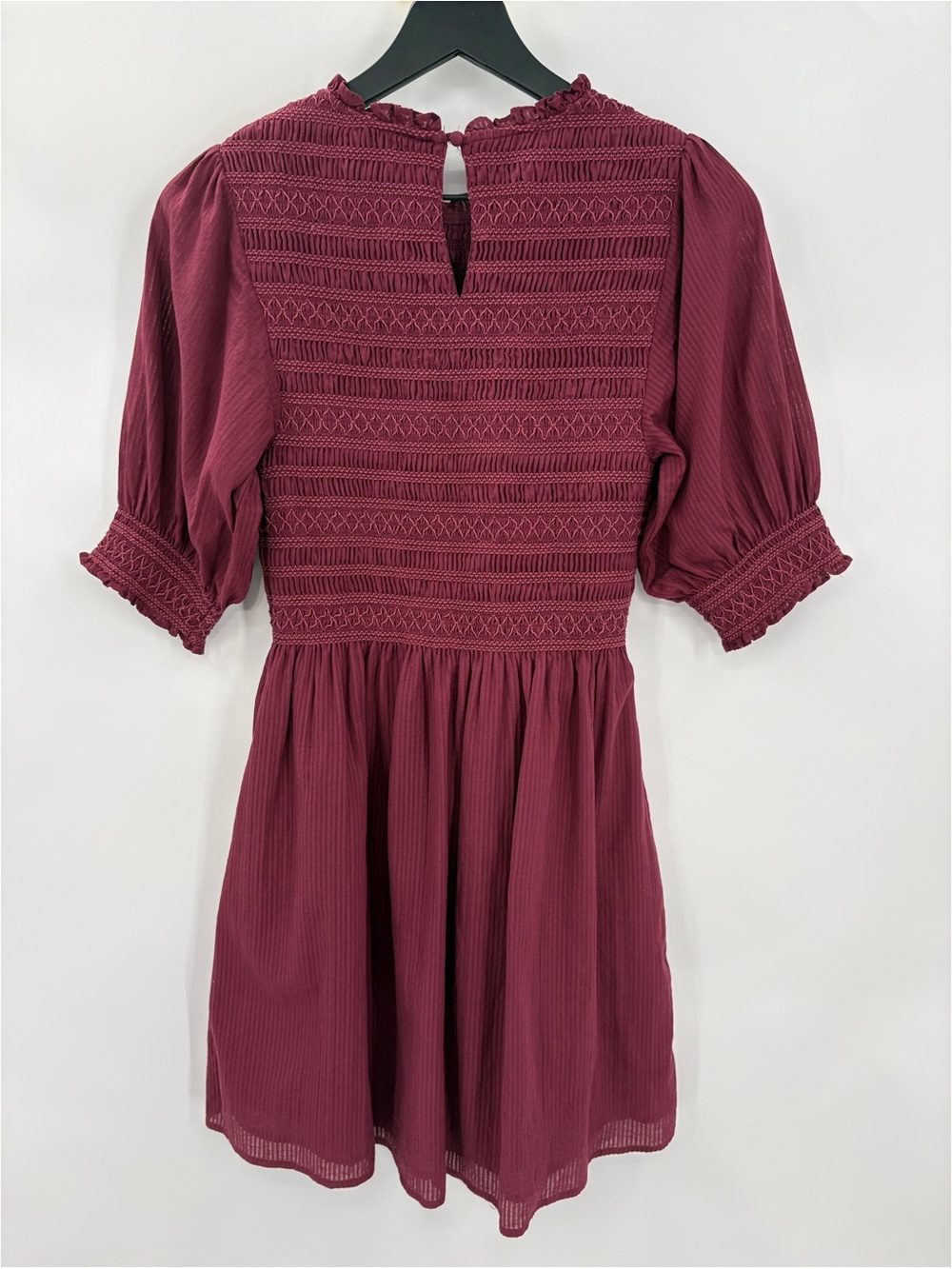 Hill House Home The Vivi Nap Dress Burgundy Shadow Stripe Smocked Cotton Dress S - Picture 4 of 7